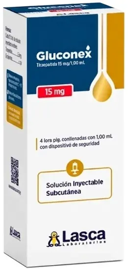 Tirzepatida Gluconex Lasca 60mg · 4 ampolas de 15mg
