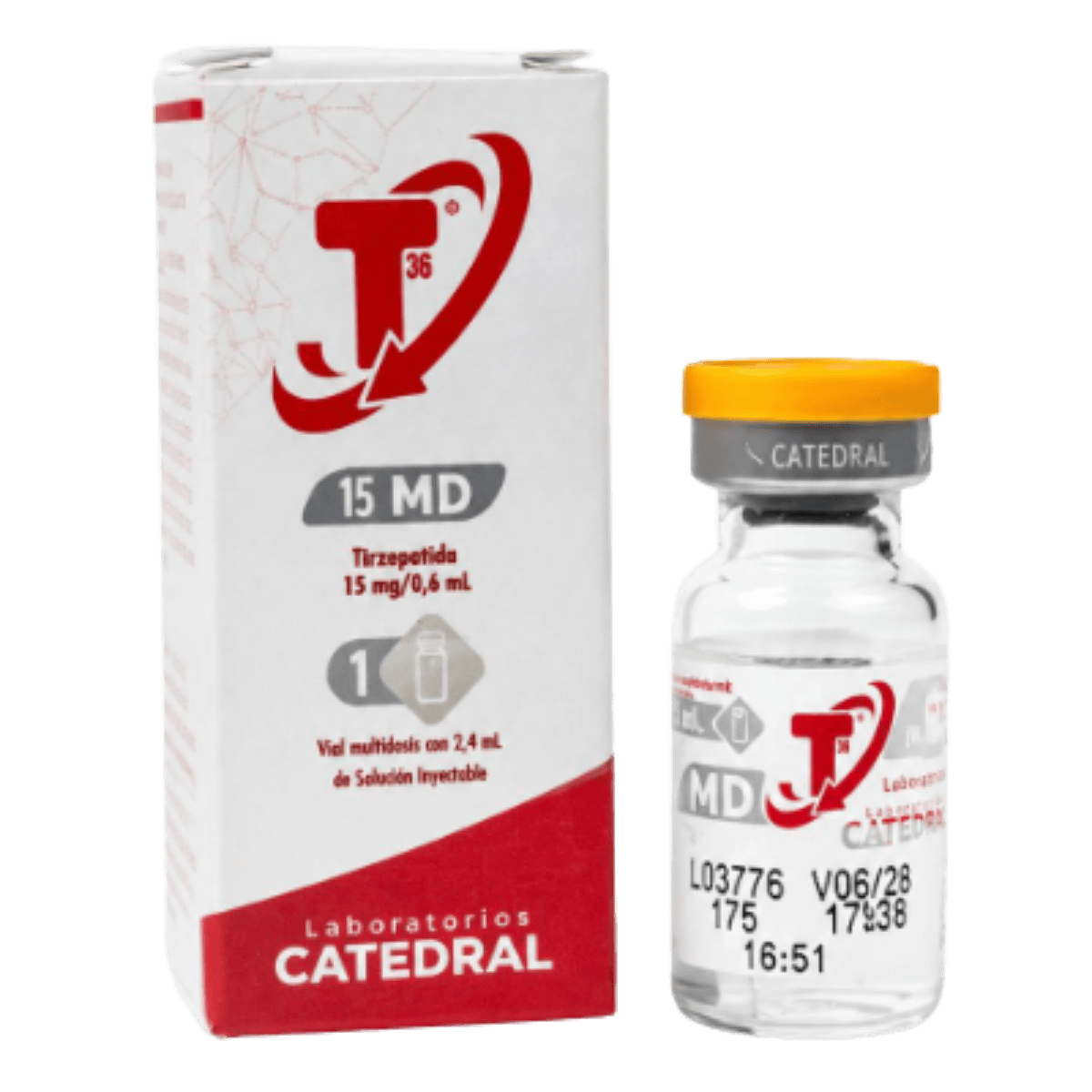 Catedral Tirzepatida T36 60mg · 4 ampolas de 15mg