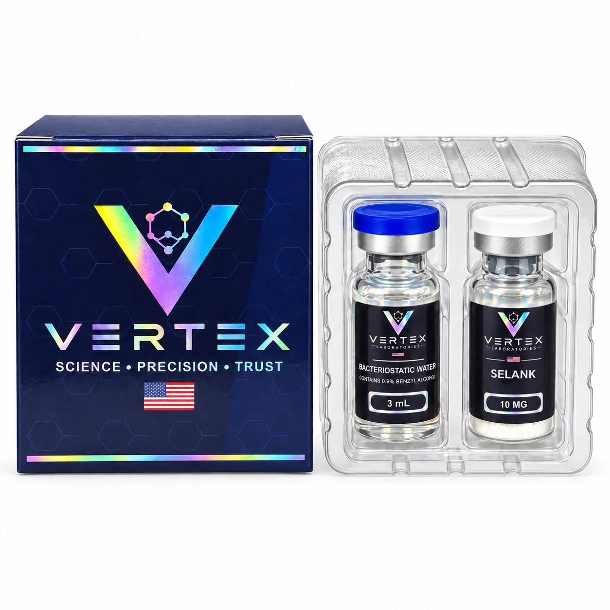 Vertex Selank 10 mg (Ansiedade) acompanha Água Bacteriostática 3 mL